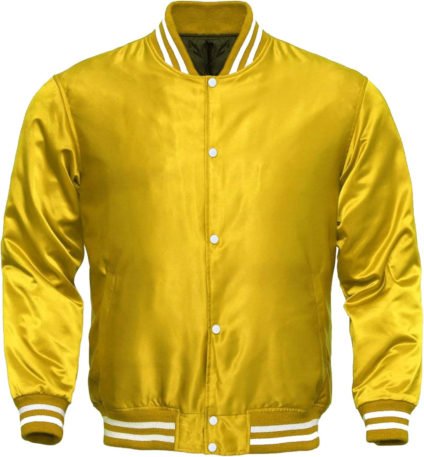 Americanfinestsports Varsity All Satin Letterman Baseball Jacket Yellow
