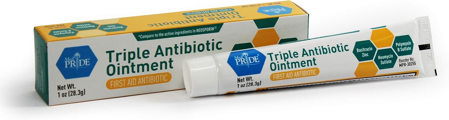Medpride Triple Antibiotic Ointment [1 oz] 4-Pack | 24-Hour, First Aid Ointment for Minor Wounds, Scratches & Abrasions | Preventative Ointment with Zinc, Neomycin & Polymyxin: Health & Personal Care