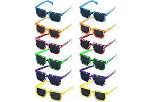 CCINEE 12Pack Pixel Sunglasses Assorted Color for Kids Adults Birthday Party Supply