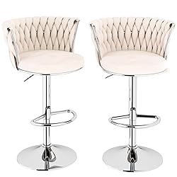 AWQM Velvet Bar Stool Set of 2, Counter Height