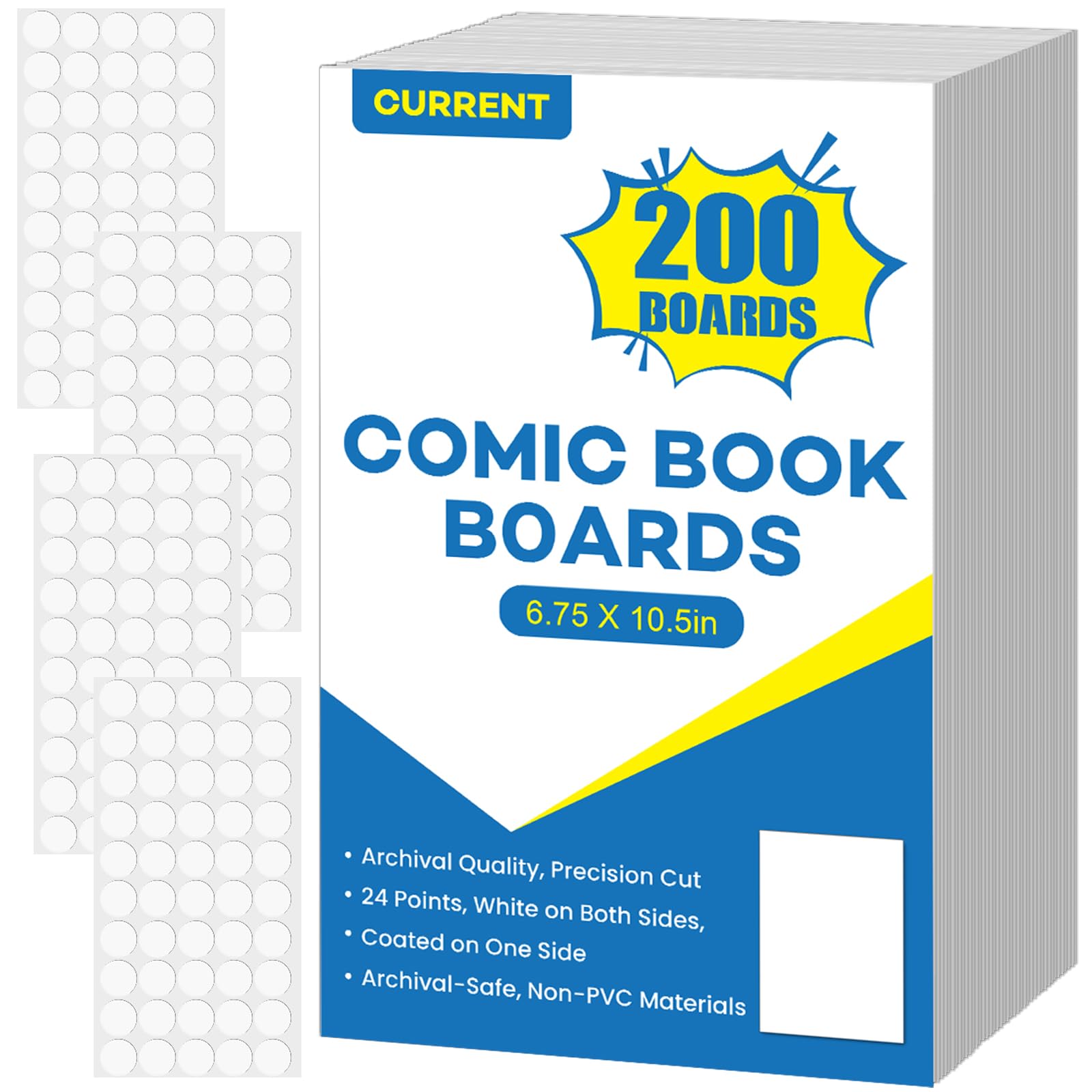 Photo 1 of 200 PCS Current Size Comic Book Boards, 6.75" x 10.5" Acid-Free Comic Book Backing Boards, Thick and Durable Books Board for Comic Book Storage and Preservation