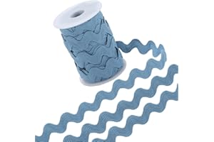 GORGECRAFT 12.5 Yards Rick Rack Trim for Sewing 1/2 Inch RIC Rac Wavy Ribbon Zig Zag Steel Blue Rickrack S Shaped Lace Ribbon