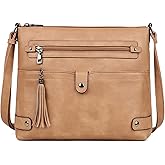 FADEON Large Crossbody Purses for Women Crossbody Bag, Designer Leather Cross Body Purses Multi Pocket Shoulder Bag