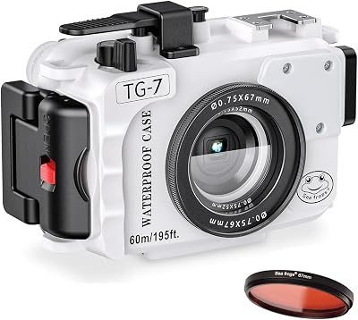 Sea frogs Camera Housing Olympus TG-7 Waterproof Underwater Case 60m Red Filter