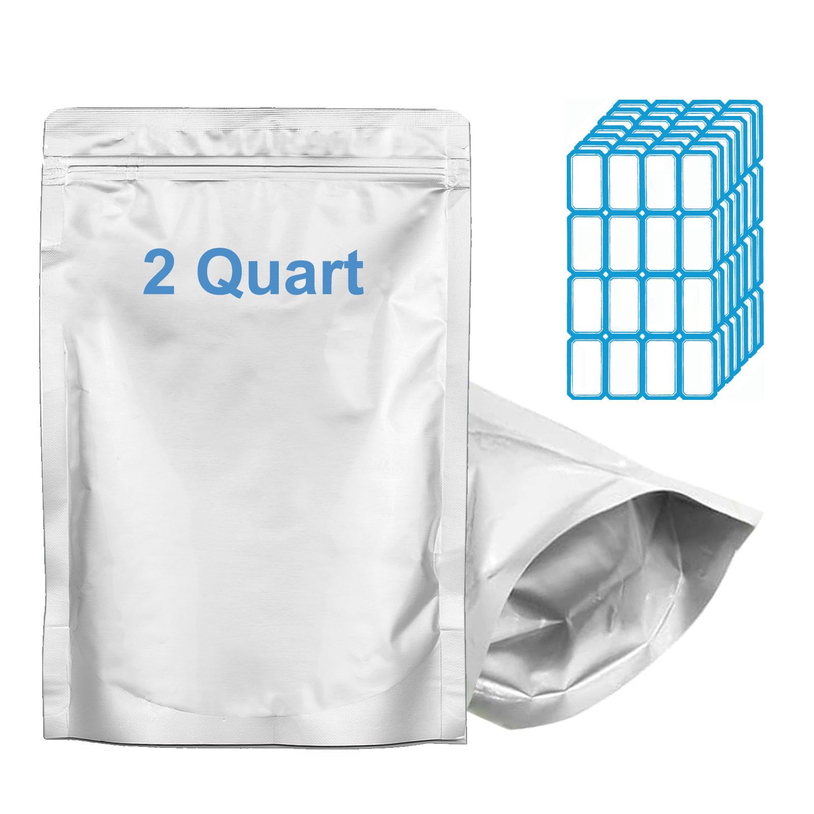 Photo 1 of 100pcs 2 QUART Mylar Bags for Food Storage - Thick 10 Mil - 8"x12" Stand Up Zipper Pouches Bags, Resealable and Heat Sealable Vacuum Sealing Bag for Long Term Food Storage