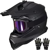 JQF Gear Adult Dirt Bike Helmet DOT Approved,WS901 Full Face Motocross Set | Includes Goggles Gloves,adjustable visor and washable liner for UTV MX Dirtbike ATV OffRoad