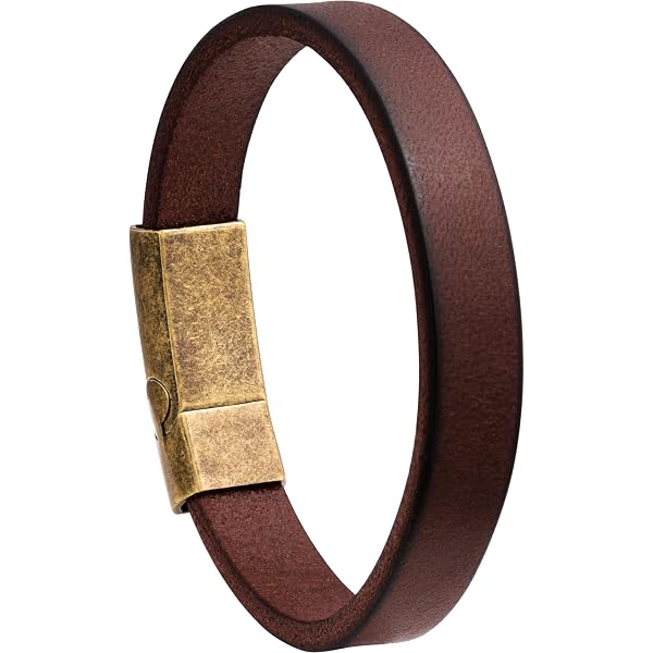 Les Poulettes Men's Light Brown Leather Bracelet - Triple Loop With Stainless Steel Clasp, Size 7.5 Inch