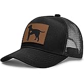 ywlednm Dog Lover Gifts, Dog Leather Patch Trucker Hat Baseball Hats Adjustable Snapback Outdoor Baseball Cap, Mesh Back