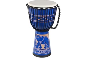 AIMEIS Djembe Drum,10'' x 20'' African Drum Carved of Mahogany Goatskin Hand Drums for Adults Beginner (Blue)