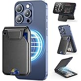 Dsquu Upgraded Mag-Safe Wallet with Flap, 5 Card Holder, Magnetic Phone Wallet with Adjustable Stand, Slim for iPhone 17/16/15/14/13/12 Series, RFID Blocking, Leather - Black, Not for 13/12 Mini