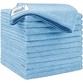 HOMEXCEL Blue Microfiber Cleaning Cloth 12 Pack, 12.5 x 12.5 inch Microfiber Towels for Cars, Ultra Absorbent Car Washing Cloth, Lint Free Streak Free Cleaning Rags for Car, Kitchen, and Window