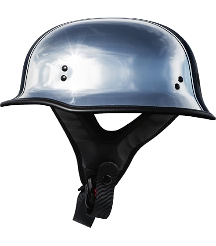 chrome mirrored low profile german dot motorcycle helmet chopper Amazon.com: Mirror Silver Chrome Helmet Half Shell Retro Motorcycle German  Style Helmet with Pilot Goggles, Men Women Open Face Lightweight Bicycle  Half Helmet for Chopper Moped Scooter DOT Approved-Small : Automotive