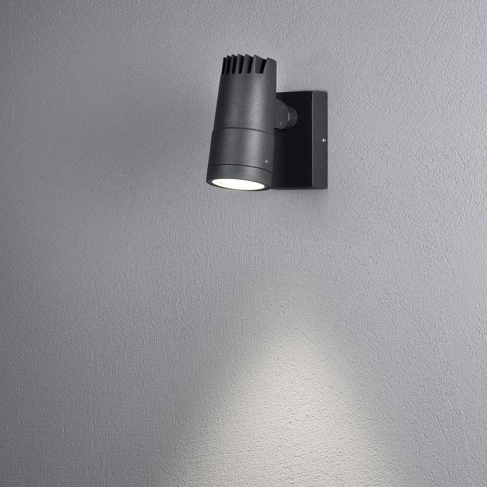 Konstsmide Outdoor Wall Light Mains Powered/Andria Down Modern Outdoor Spotlight/High Power LED 8 Watt Wall Lamp/Adjustable Angle and Beam/Clear Glass Lens/Aluminium/IP54/Anthracite Outside Light - Image 3