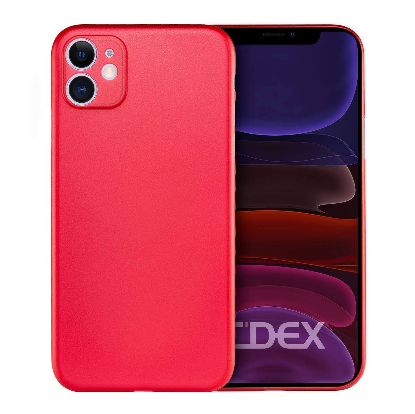 doupi UltraSlim Case for iPhone 11 (6.1 inch), Ultra Thin Fine Mat Feather Light Skin Protective Cover, Red