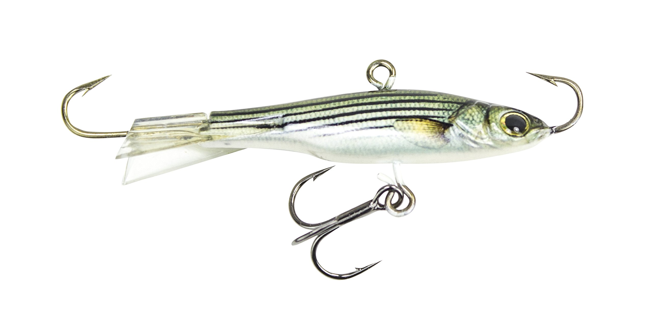 LUNKERHUNT | Ice Fishing Jigs with Fixed Face and Tail Hooks for Bass Fishing | Ultra Realistic Shad Bait Proven Fish Catching Jigs Lure for Crappie, Panfish, Walleye | White Bass
