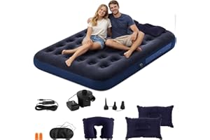 Queen Size Double Camping Air Mattress Bed with Air Pump, Inflatable Mattress, 79"x 60" Thickened Portable Blow Up Air Mattre