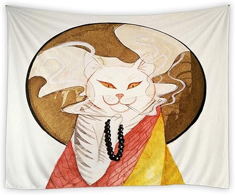 Amazon Co Jp Joocar 猫タペストリーたばこペット手描きミニマリストモダン装飾壁掛け居間の寝室の寮の装飾的な芸術のタペストリー 130cm X 100cm ホーム キッチン