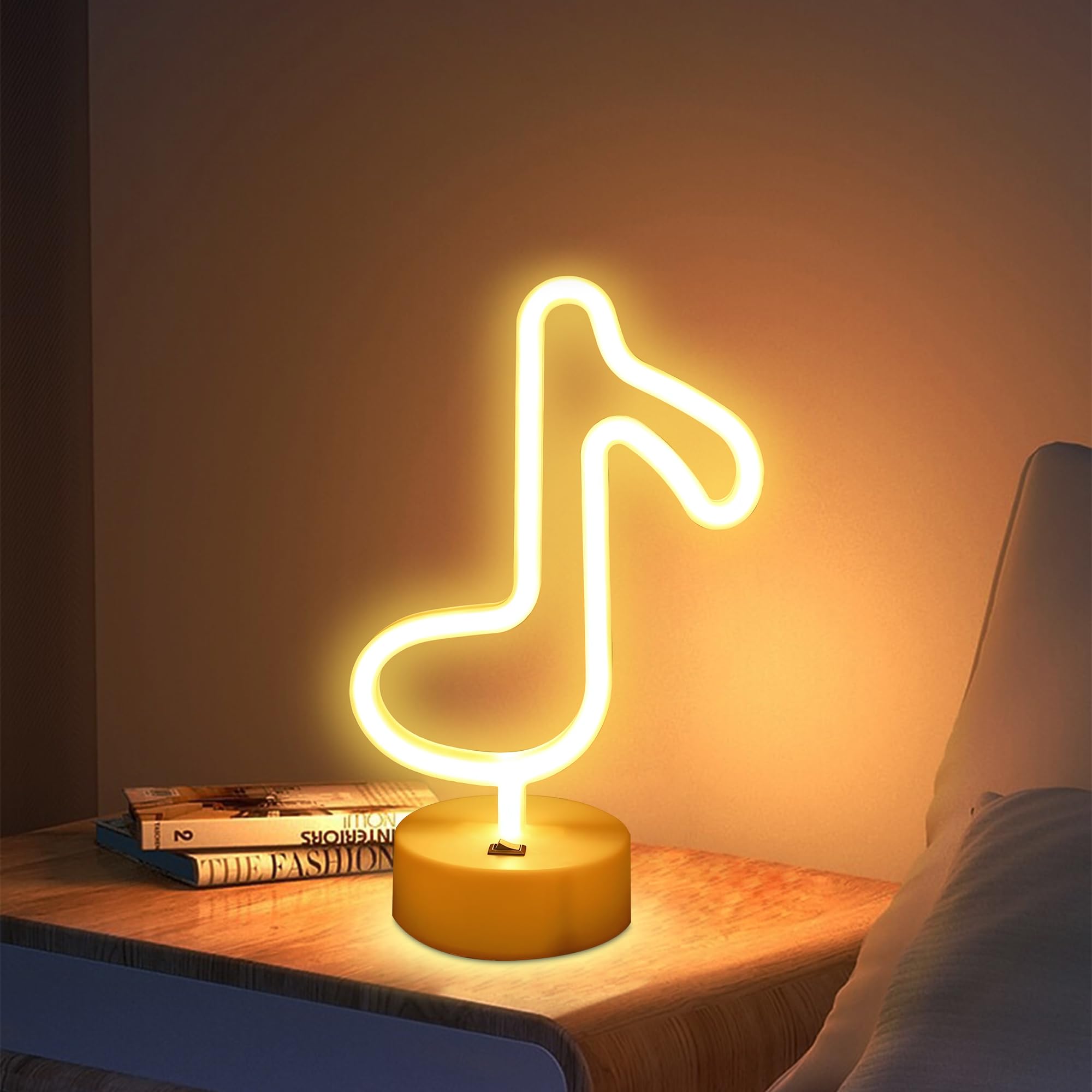 Led Music Notes Shaped Neon Lights Decor Light Led Night Light Wall Table Decor Battery Operated Creative Lighting Lamps for Christmas Wedding Sign Birthday Luau Summer Party Kids Room Living Room