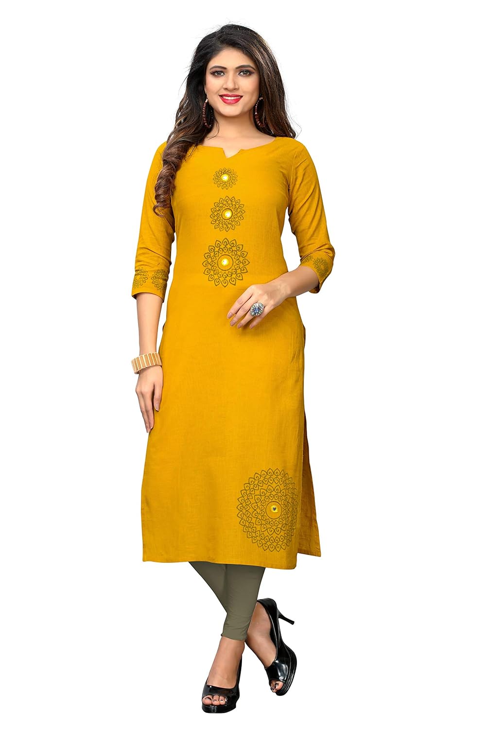 vbuyz women's slub cotton straight kurti