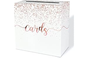 FALIZIFU Rose Gold Card Box for Party Gift Card Box Holder Envelope Box for Wedding Birthday Baby Shower Retirement Rose Gold Foil Card Box