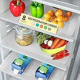 Refrigerator Liners for Shelves (8 Pack) by Linda&rsquo;s Essentials - Non-Adhesive Drawer and Shelf Liner, BPA-Free Fridge Mats for Kitchen &amp; Cabinets, Easy to Clean, Ideal Household Essentials (Clear)