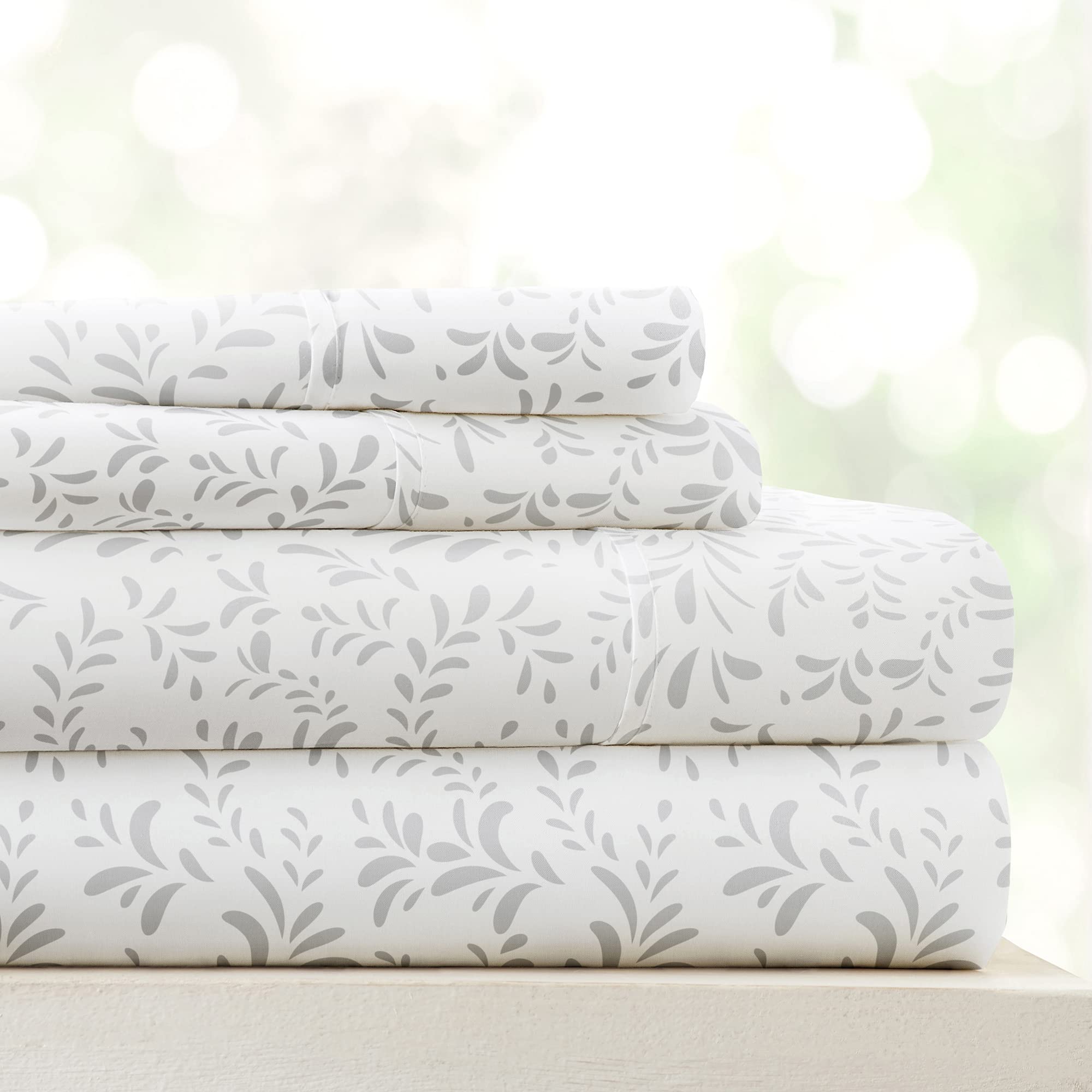 Linen Market 4 Piece King Size Sheets (Gray Vines) - Sleep Better Than Ever with These Ultra-Soft & Cooling King Sheets for Your King Size Bed - Deep Pocket Fits 16" Mattress