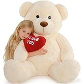 BENINY Giant Teddy Bear 52" - Large Stuffed Animal with Heart - I Love You Plush Toys for Kid Christmas Birthday - Valentines Gift for Girlfriend