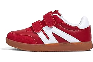 LUCKY STEP Kids Classic Retro Gum Sole Fashion Sneakers School Tennis Skate Shoes Girls Boys Hook and Loop Walking Casual Toddler Footwear Anti Slip Trainers