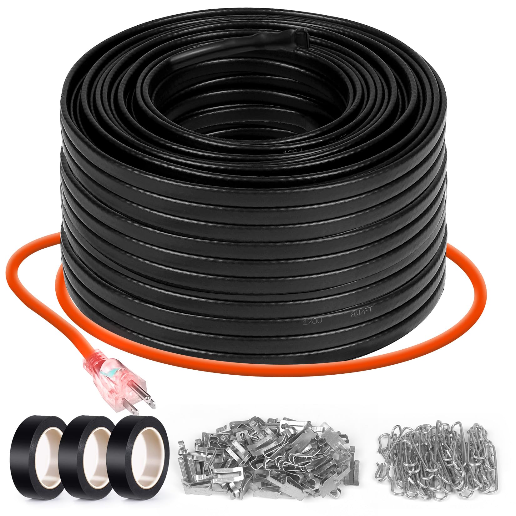 Photo 1 of 3FT~200FT Heat Tape for Water Pipes, -40°F Deicing Heating Cable, Freeze Protected Water Pipe Heating Cable, Heated Water Hose, Plumbing Fixtures, 120V 5W/ft?200FT?