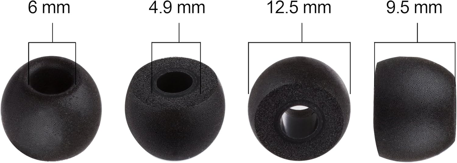 Xcessor FX4.9 Round (M) 4 Pairs of Memory Foam In Ear Earphone Tips. Replacement for Silicone Earbuds. Compatible with Most popular In-Ears Headphones with Internal Size of 5-7mm. Medium Size - Black - Image 4