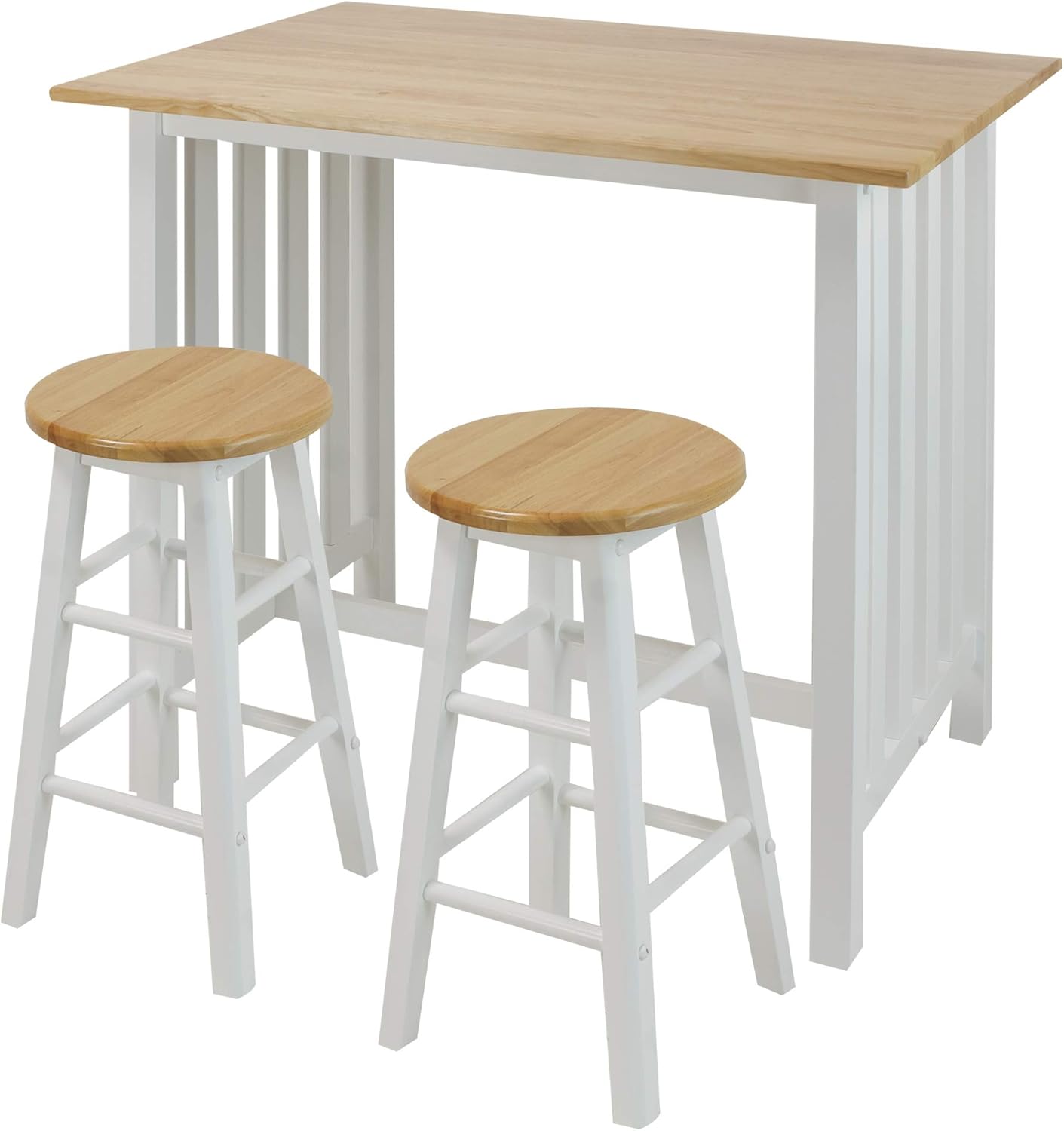 Casual Home 3-Piece Breakfast Set with Solid American Hardwood Top, White: Furniture & Decor