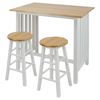 Casual Home 3-Piece Breakfast Set with Solid Hardwood Top, White