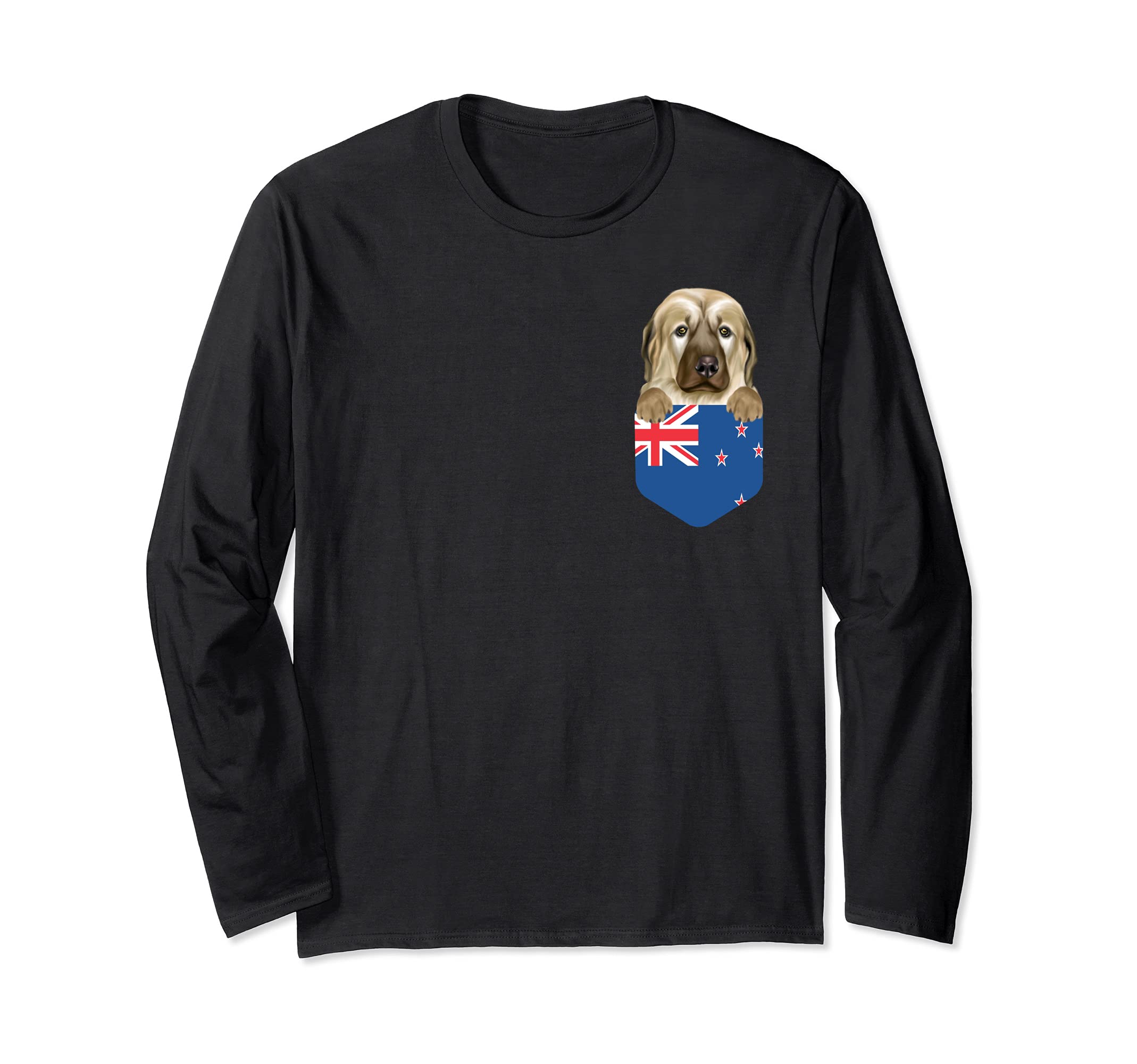 New Zealand Flag Anatolian Shepherd Dog Dog In Pocket Long Sleeve T-Shirt