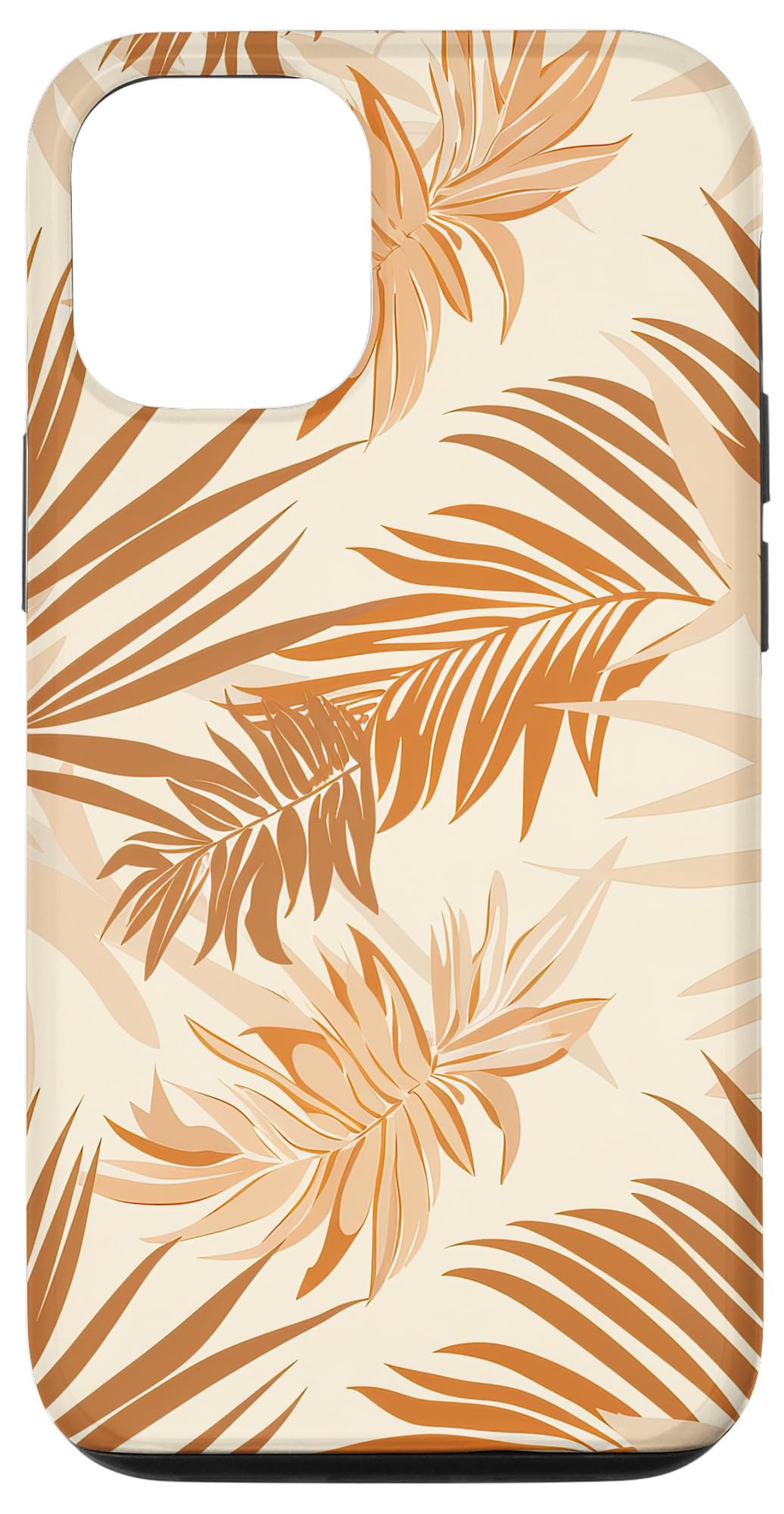 iPhone 15 Elegant Sago Palm Leaf Pattern Soft Neutral Earthy Tones Case
