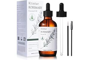 Ktintar Rosemary Oil for Hair Growth 4.04 Fl Oz, Pure Organic Rosemary Oil, Rosemary Essential Oil for Eyelashes, Eyebrows, Nourishes The Scalp, Rid of Itchy & Dry Scalp, Face, Skin Care, Body Massage