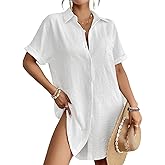 Bsubseach Women Swimsuit Coverup Shirt Dress Button Down Bathing Suit Cover Up Beach Vacation Outfits