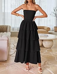 ZESICA Women‘s Summer Boho Strapless Maxi Dress