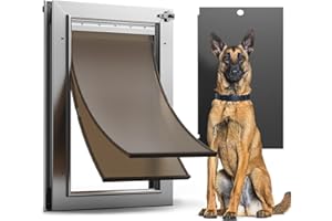 VOSOIR Dog Door, All Aluminum Large Dog Door, Heavy Duty Doggy Doggie Pet Door for Install in Interior Exterior Doors or Wall, 2 Magnetic Flaps, Energy Efficient, Closing Panel for Pets Up to 110Lb
