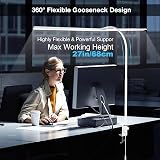 Hensam Desk Lamp 80cm White with Gooseneck Dual Head 360° Clip-On view 5