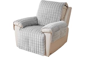 W WWEENUO Quilted Recliner Chair Covers, Plush Non Slip Chair Slipcover Soft Washable Couch Cover Furniture Protector with El