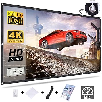 KPCB Pantalla para proyector de 100 Pulgadas (227 cm * 131 cm), 16 ...