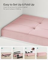 SONGMICS Storage Ottoman Foldable 110 cm Velvet Pink Foot Rest Cube 300 kg view 8