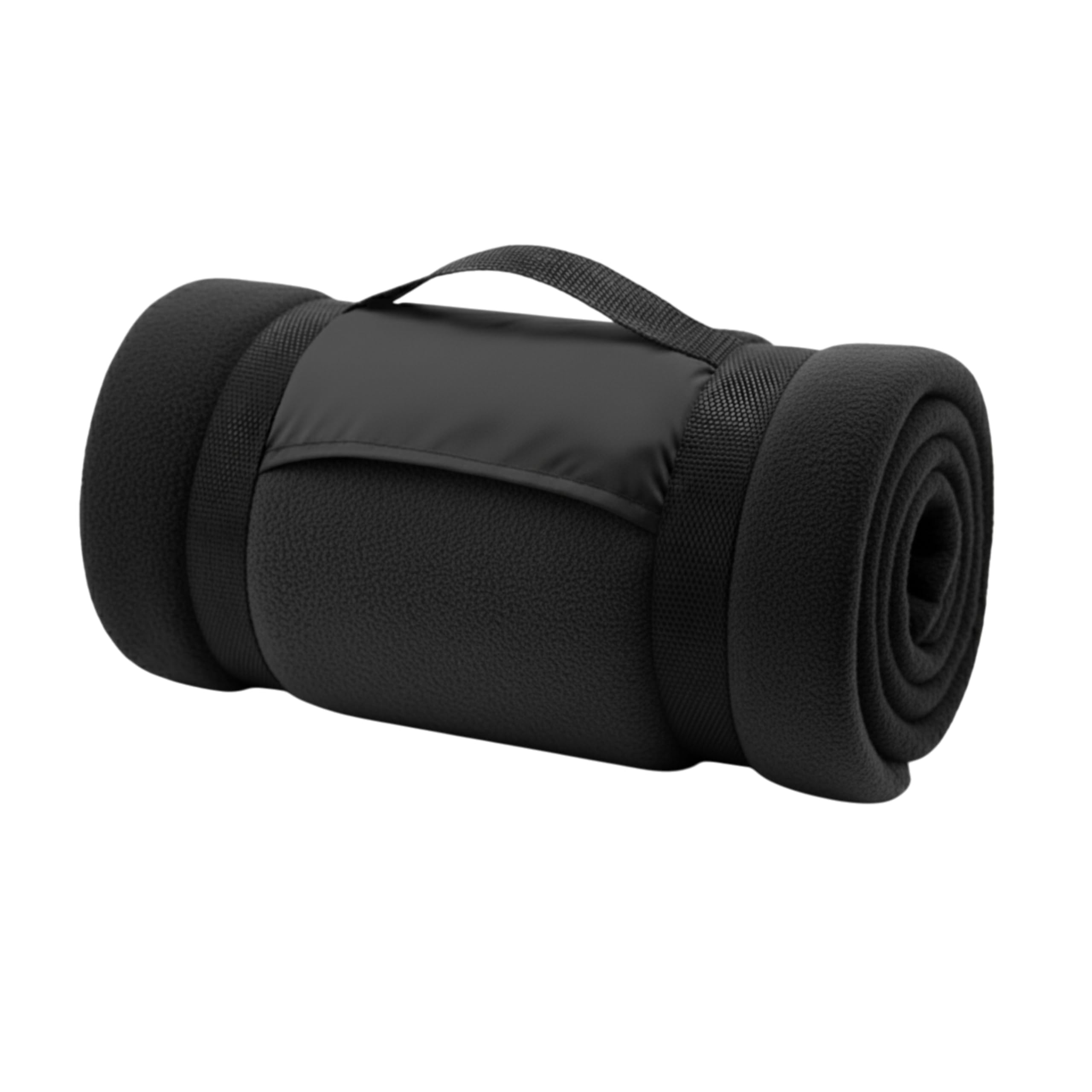 FUN FAN LINE | Super Soft Anti-Pill Fleece Throw Blanket for Sofa & Travel (51x63 in) + Reusable Hand Warmer | Thermal Blanket with Carry Handle | Thick Winter Quilt for Outdoor Use (Black)