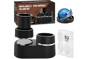 Tegrace Reusable Double Pods Kit Compatible with Nespresso Pods Vertuo, Refillable Coffee Pods Espresso Accessories with 52 pcs Foil Seals Lids Compatible with Nespresso Espresso Machine