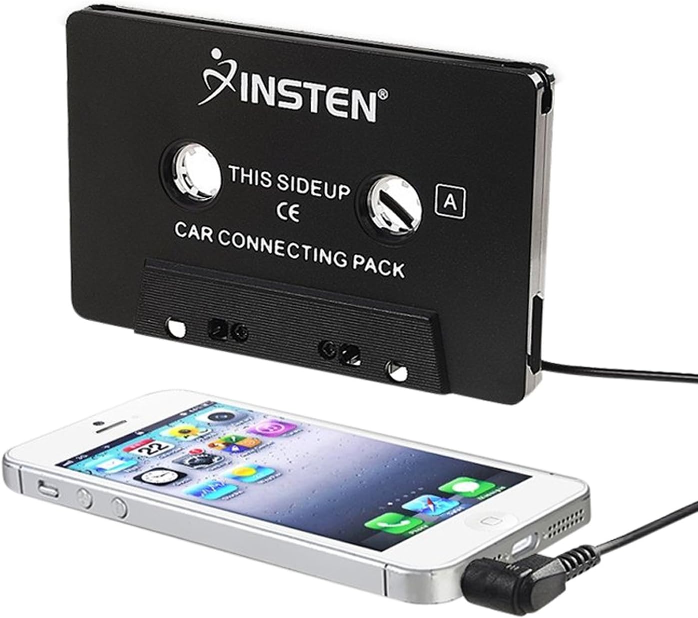 INSTEN 3.5mm Universal Car Audio Cassette Adapter for Smartphones, 3-Feet Cord (Black)