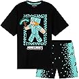 Minecraft Boys Short Pyjamas Set, Comfy Cotton Lounge Wear - Gifts for Gamers