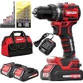 SEKGHY 20V MAX Cordless Drill Driver Kit 70Nm Torque | Electric drill cordless set 10 batches and storage bag 13 twist drills and storage bag，18+1 Position &amp; 2100 RPM
