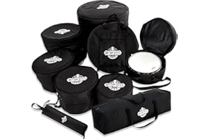 RHYTHM BYTES Drum Cases All-In-One Drum Bags, 10mm Padding, 10"/12"/13" Toms, 16" Floor Tom, 14" snare, 22" Kick, 46" hardware bag, 22" Cymbal Bag, Drumstick bag (All-Inclusive 9-pcs)
