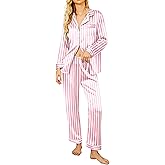 Ekouaer Silk Pajamas for Women Button Down Satin Pj Set Soft Long Sleeve 2 Piece Sleepwear Loungewear S-XXL