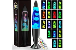AONESY 13.5 Inch Relaxing Mood Night Light with Remote 17 Color Changing Small Liquid Motion Lamp for Kids and Adults Retro Lamp Teen Room Decor LED Black Blue Pink Red Purple Classic Motion Lamp
